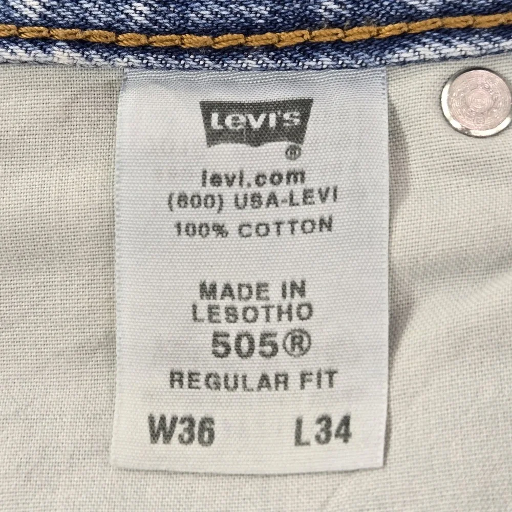 Levi's 505 Men Jeans 36X34 Light Blue Y2K‎ Denim Straight Fit 34